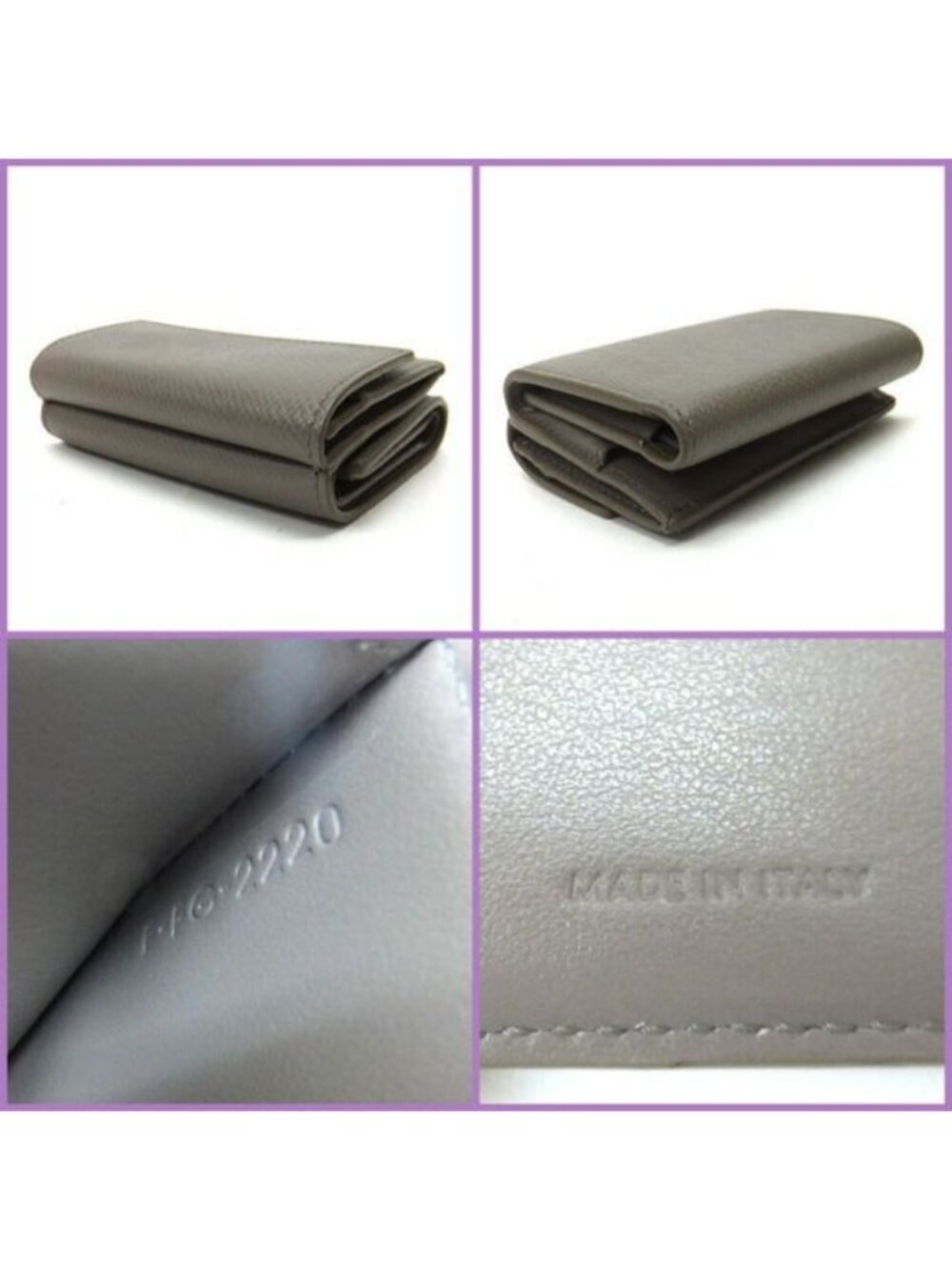 Celine Small Trifold Wallet Leather Gray Gold - Picture 6 of 7